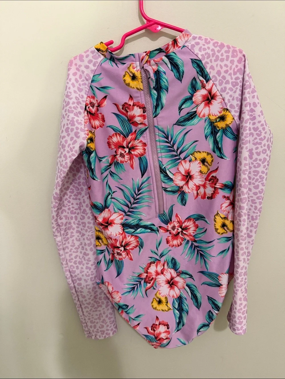 Cat & Jack Long-Sleeve Floral Rashguard Swimsuit - Lavender, Pink, Yellow